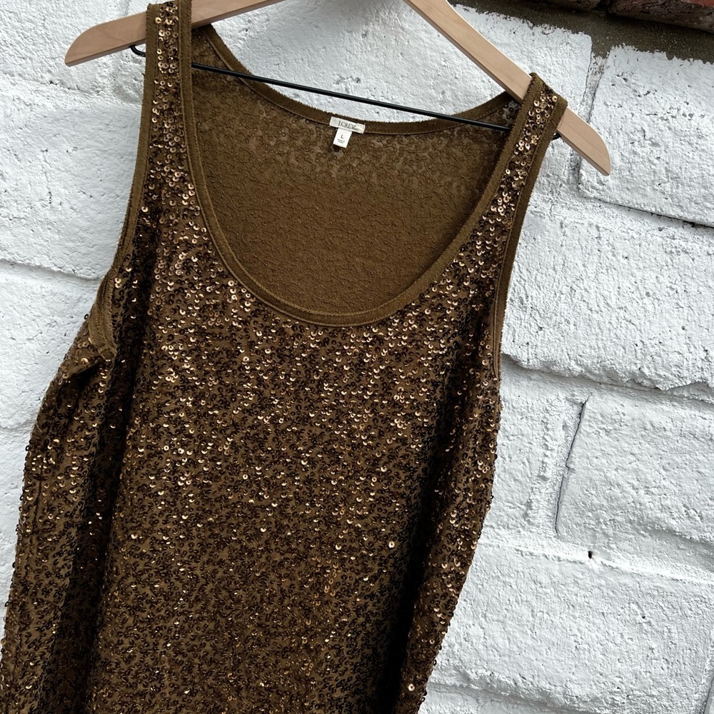 ♥️J CREW - 🫒 OLIVE SEQUINED TANK♥️